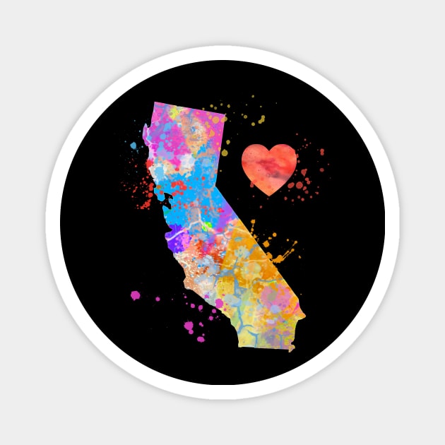 Love California CA Home Paint Splatter Artsy Bright Gift Diea Magnet by joannejgg